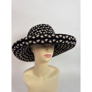 Eric Javits New York Water-Repellent Polka Dot Packable Hat Black & Cream